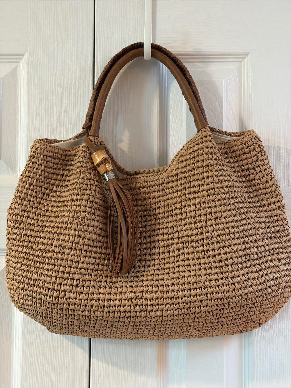 Tommy Bahama Tan Woven Raffia Hobo Bag